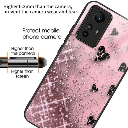 For Xiaomi Redmi Note 12S 4G Tempered Glass Back Case Anti-Scratch Phone Cover Pattern Printed