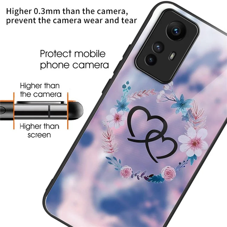 For Xiaomi Redmi Note 12S 4G Tempered Glass Back Case Anti-Scratch Phone Cover Pattern Printed