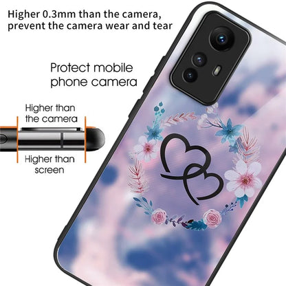 For Xiaomi Redmi Note 12S 4G Tempered Glass Back Case Anti-Scratch Phone Cover Pattern Printed