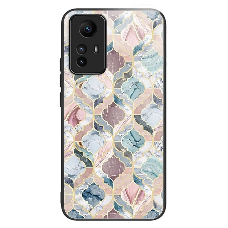 For Xiaomi Redmi Note 12S 4G Tempered Glass Back Case Anti-Scratch Phone Cover Pattern Printed