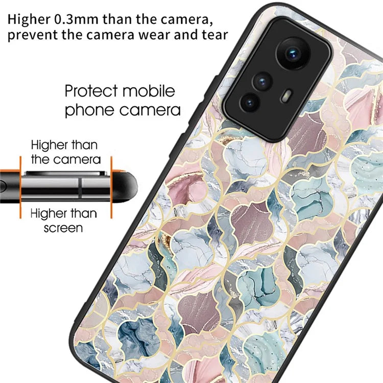 For Xiaomi Redmi Note 12S 4G Tempered Glass Back Case Anti-Scratch Phone Cover Pattern Printed