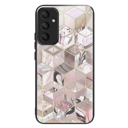 For Samsung Galaxy A55 5G Phone Case Tempered Glass Back Cover with Pattern Design