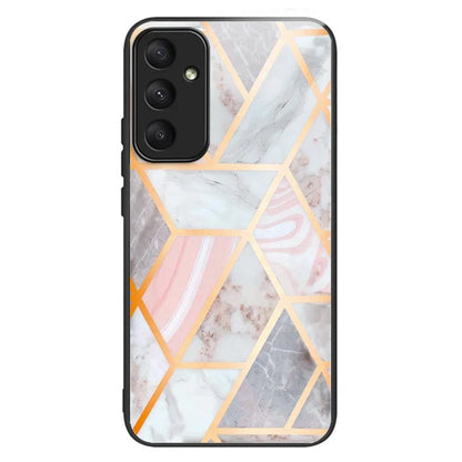 For Samsung Galaxy A55 5G Phone Case Tempered Glass Back Cover with Pattern Design