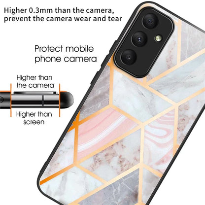 For Samsung Galaxy A55 5G Phone Case Tempered Glass Back Cover with Pattern Design
