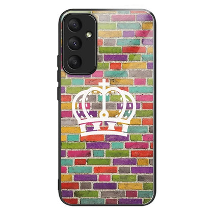 For Samsung Galaxy A55 5G Phone Case Tempered Glass Back Cover with Pattern Design