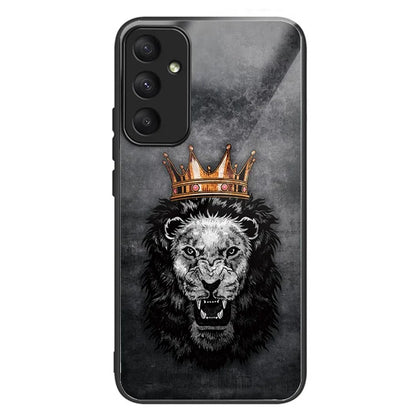 For Samsung Galaxy A55 5G Phone Case Tempered Glass Back Cover with Pattern Design