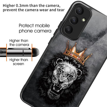 For Samsung Galaxy A55 5G Phone Case Tempered Glass Back Cover with Pattern Design