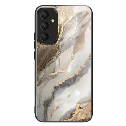 For Samsung Galaxy A55 5G Phone Case Tempered Glass Back Cover with Pattern Design