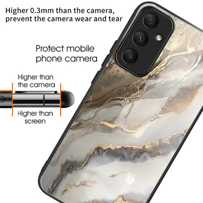 For Samsung Galaxy A55 5G Phone Case Tempered Glass Back Cover with Pattern Design
