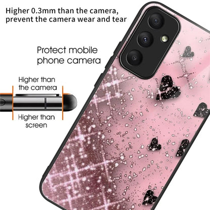 For Samsung Galaxy A55 5G Phone Case Tempered Glass Back Cover with Pattern Design