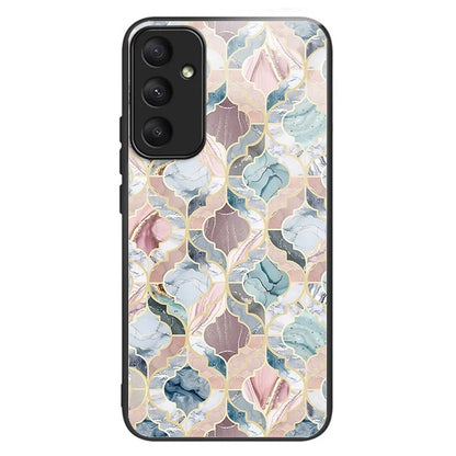 For Samsung Galaxy A55 5G Phone Case Tempered Glass Back Cover with Pattern Design