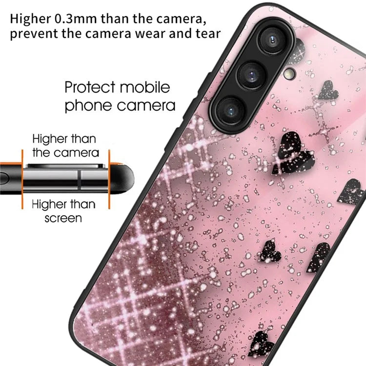 For Samsung Galaxy S23 FE Phone Case Patterned Tempered Glass + TPU Shock Protective Cover