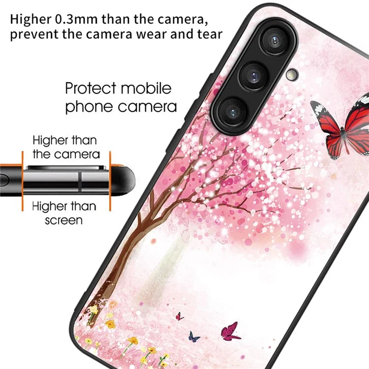 For Samsung Galaxy S23 FE Phone Case Patterned Tempered Glass + TPU Shock Protective Cover