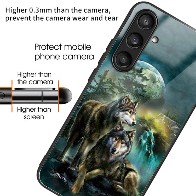 For Samsung Galaxy S23 FE Phone Case Patterned Tempered Glass + TPU Shock Protective Cover
