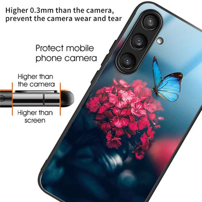 For Samsung Galaxy S23 FE Phone Case Patterned Tempered Glass + TPU Shock Protective Cover