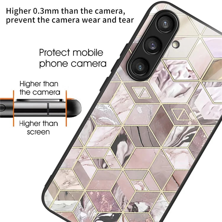 For Samsung Galaxy S23 FE Phone Case Patterned Tempered Glass + TPU Shock Protective Cover