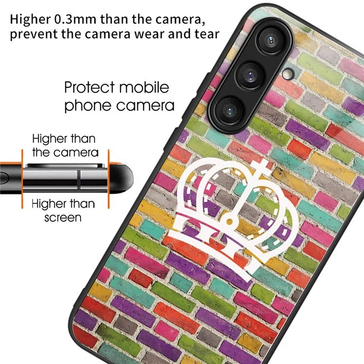 For Samsung Galaxy S23 FE Phone Case Patterned Tempered Glass + TPU Shock Protective Cover