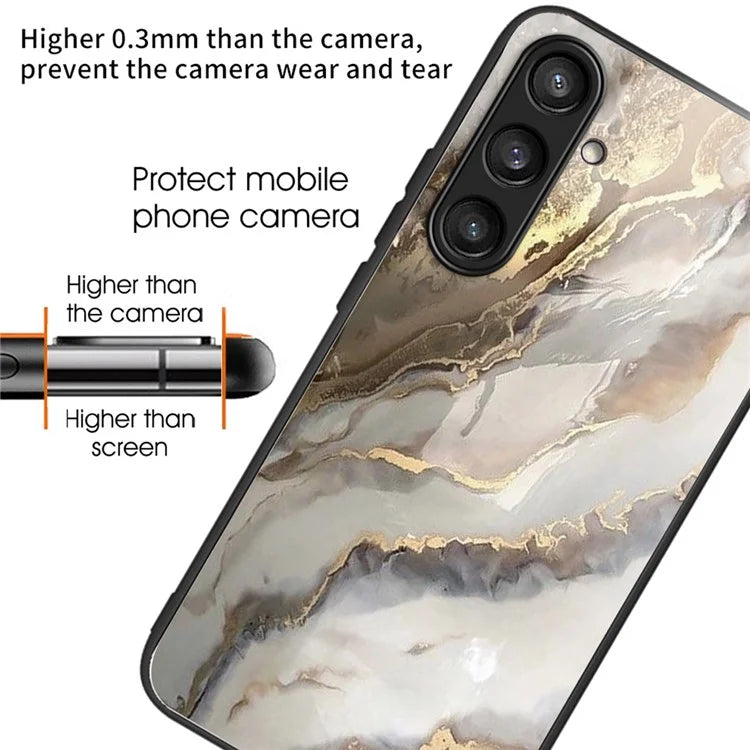 For Samsung Galaxy S23 FE Phone Case Patterned Tempered Glass + TPU Shock Protective Cover