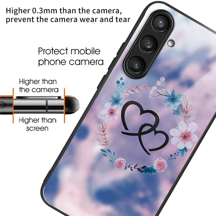 For Samsung Galaxy S23 FE Phone Case Patterned Tempered Glass + TPU Shock Protective Cover