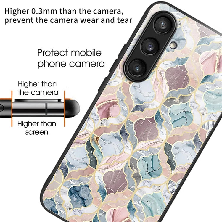 For Samsung Galaxy S23 FE Phone Case Patterned Tempered Glass + TPU Shock Protective Cover