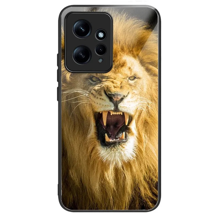 For Xiaomi Redmi Note 12 4G Pattern Tempered Glass Phone Cover TPU Bumper Protection