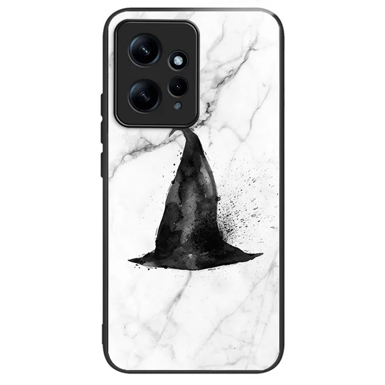 For Xiaomi Redmi Note 12 4G Pattern Tempered Glass Phone Cover TPU Bumper Protection