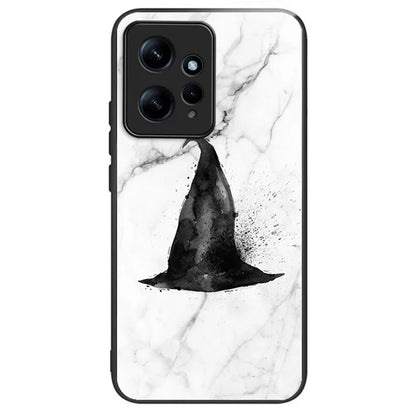 For Xiaomi Redmi Note 12 4G Pattern Tempered Glass Phone Cover TPU Bumper Protection