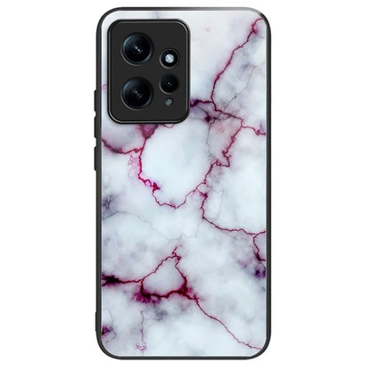 For Xiaomi Redmi Note 12 4G Pattern Tempered Glass Phone Cover TPU Bumper Protection