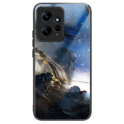 For Xiaomi Redmi Note 12 4G Pattern Tempered Glass Phone Cover TPU Bumper Protection