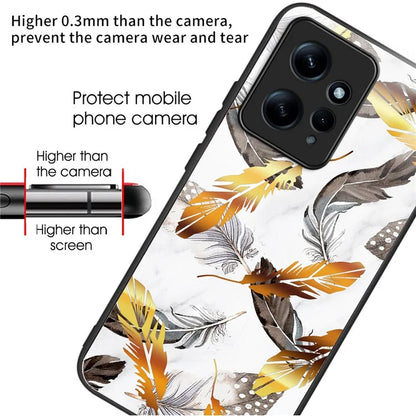 For Xiaomi Redmi Note 12 4G Pattern Tempered Glass Phone Cover TPU Bumper Protection