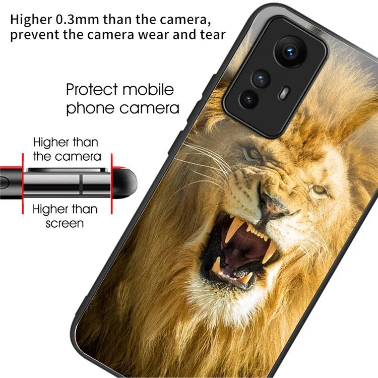 For Xiaomi Redmi Note 12S 4G Pattern Design Tempered Glass Phone Case Anti-Drop Cover