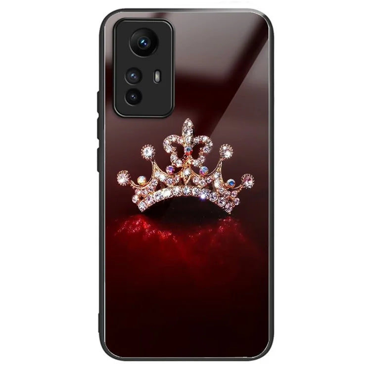 For Xiaomi Redmi Note 12S 4G Pattern Design Tempered Glass Phone Case Anti-Drop Cover