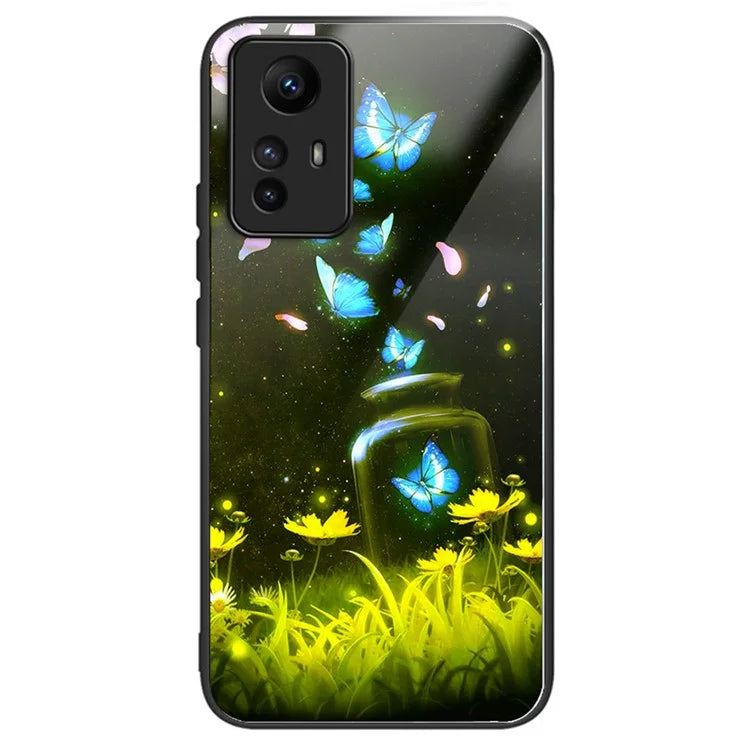 For Xiaomi Redmi Note 12S 4G Pattern Design Tempered Glass Phone Case Anti-Drop Cover