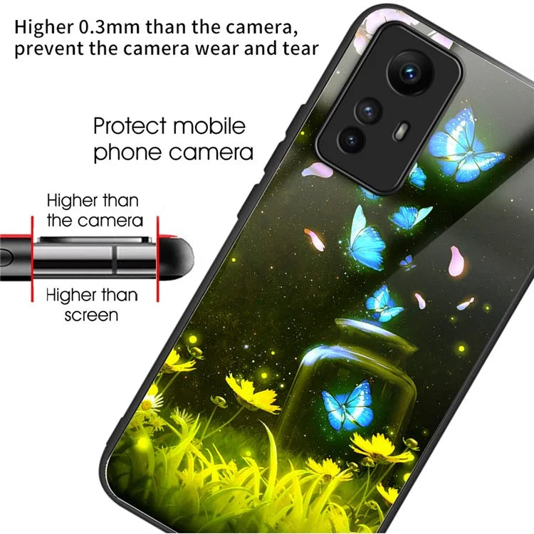 For Xiaomi Redmi Note 12S 4G Pattern Design Tempered Glass Phone Case Anti-Drop Cover