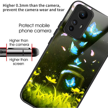 For Xiaomi Redmi Note 12S 4G Pattern Design Tempered Glass Phone Case Anti-Drop Cover