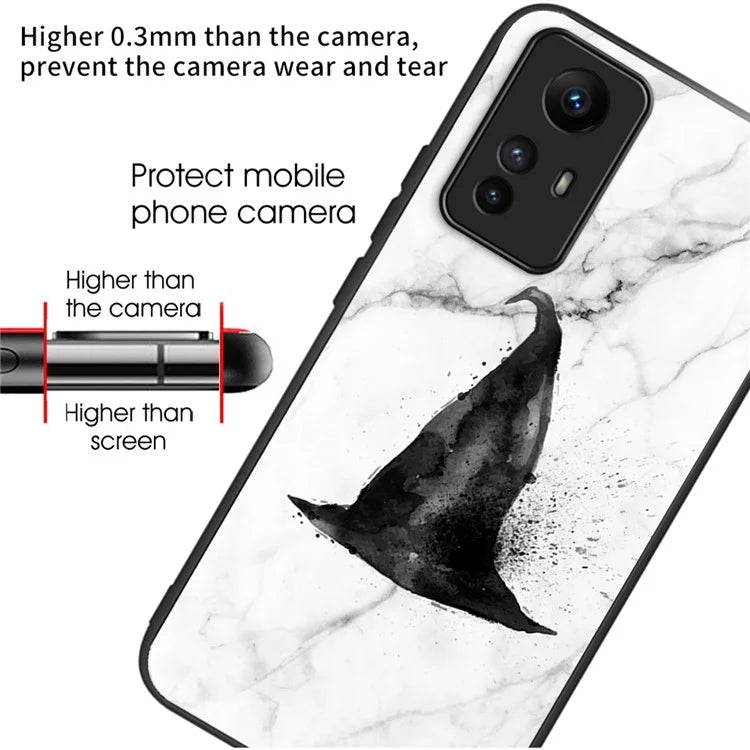 For Xiaomi Redmi Note 12S 4G Pattern Design Tempered Glass Phone Case Anti-Drop Cover
