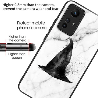For Xiaomi Redmi Note 12S 4G Pattern Design Tempered Glass Phone Case Anti-Drop Cover