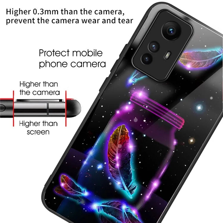 For Xiaomi Redmi Note 12S 4G Pattern Design Tempered Glass Phone Case Anti-Drop Cover