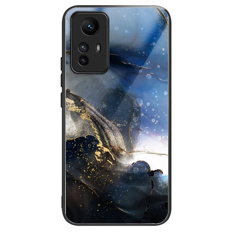 For Xiaomi Redmi Note 12S 4G Pattern Design Tempered Glass Phone Case Anti-Drop Cover
