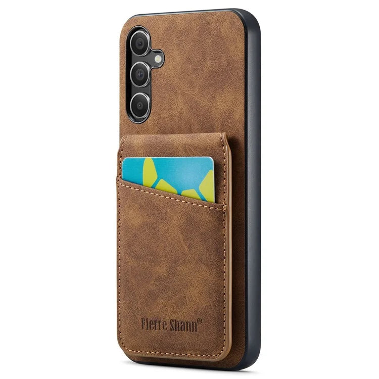 FIERRE SHANN For Samsung Galaxy A15 4G / 5G Cell Phone Case PU+TPU Crazy Horse Texture Cover