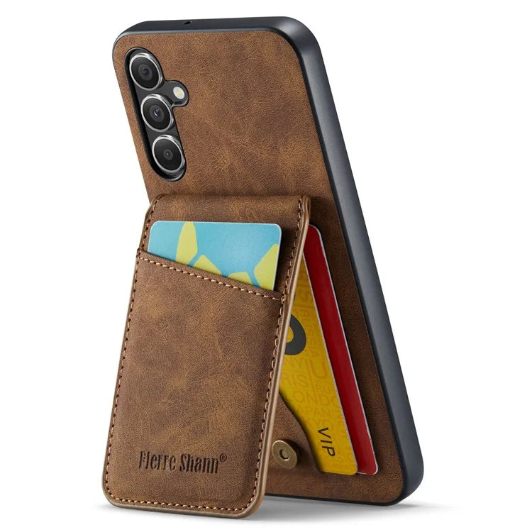 FIERRE SHANN For Samsung Galaxy A15 4G / 5G Cell Phone Case PU+TPU Crazy Horse Texture Cover