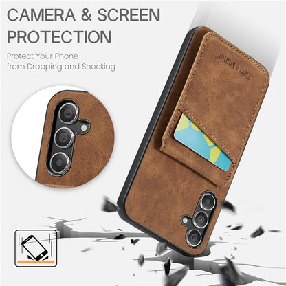 FIERRE SHANN For Samsung Galaxy A15 4G / 5G Cell Phone Case PU+TPU Crazy Horse Texture Cover