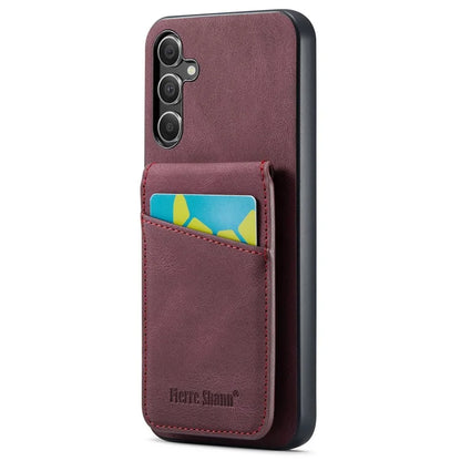 FIERRE SHANN For Samsung Galaxy A15 4G / 5G Cell Phone Case PU+TPU Crazy Horse Texture Cover