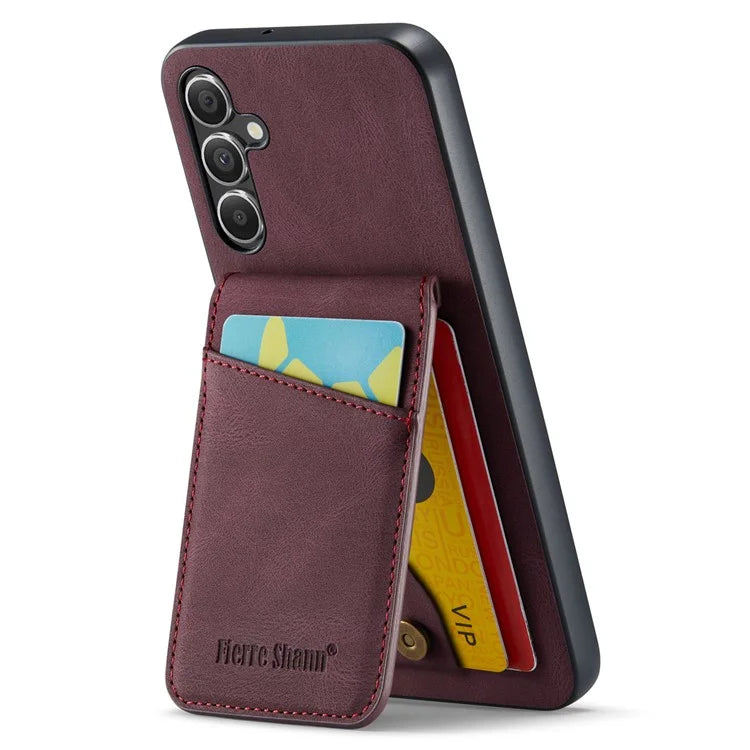 FIERRE SHANN For Samsung Galaxy A15 4G / 5G Cell Phone Case PU+TPU Crazy Horse Texture Cover