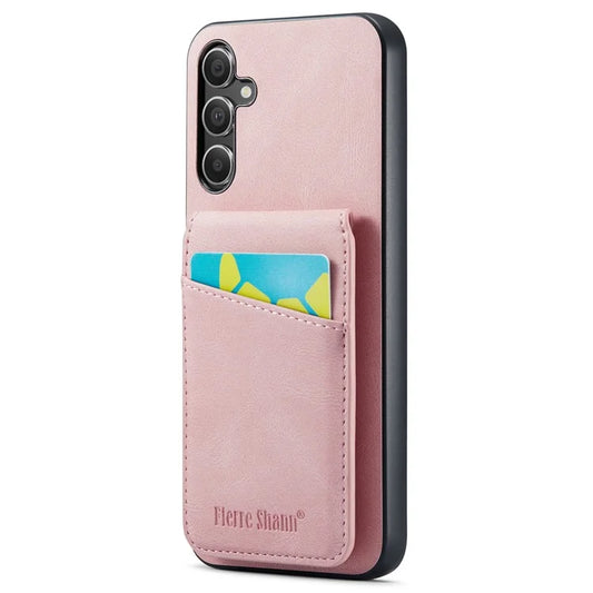 FIERRE SHANN For Samsung Galaxy A14 4G / 5G Case Card Slots PU Leather+TPU Phone Cover