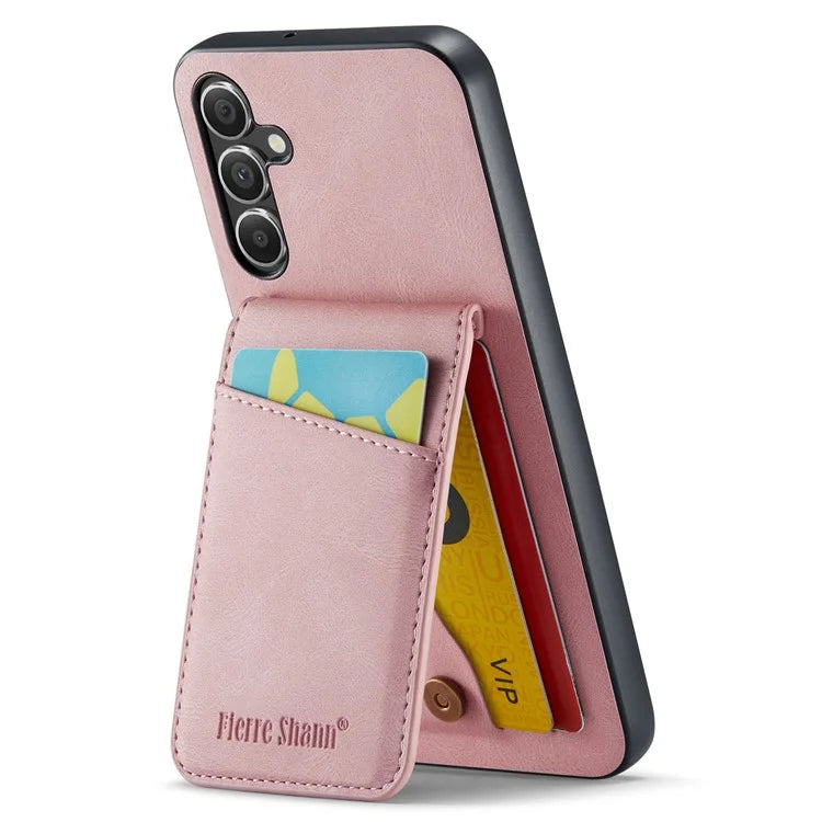 FIERRE SHANN For Samsung Galaxy A14 4G / 5G Case Card Slots PU Leather+TPU Phone Cover