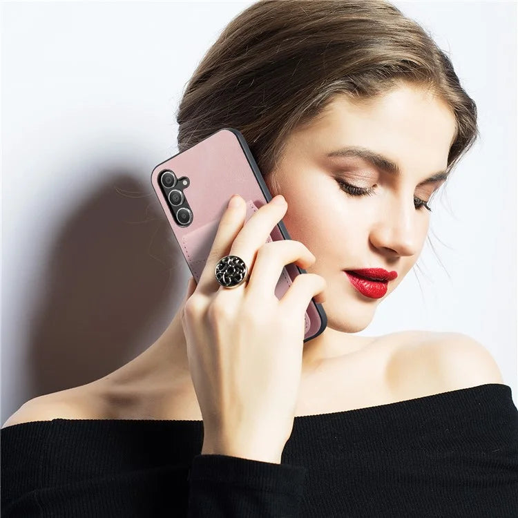FIERRE SHANN For Samsung Galaxy A14 4G / 5G Case Card Slots PU Leather+TPU Phone Cover
