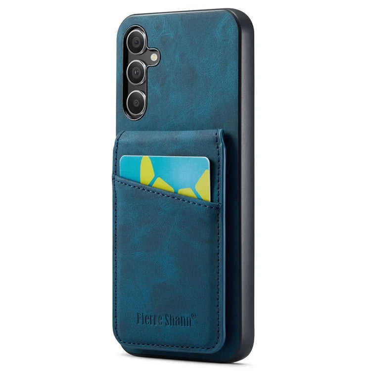 FIERRE SHANN For Samsung Galaxy A14 4G / 5G Case Card Slots PU Leather+TPU Phone Cover