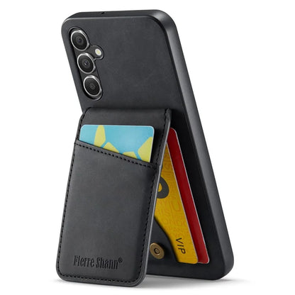 FIERRE SHANN For Samsung Galaxy A14 4G / 5G Case Card Slots PU Leather+TPU Phone Cover