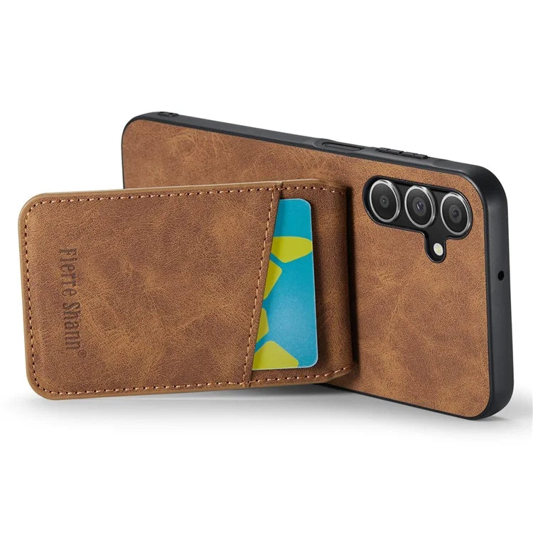 FIERRE SHANN For Samsung Galaxy A14 4G / 5G Case Card Slots PU Leather+TPU Phone Cover